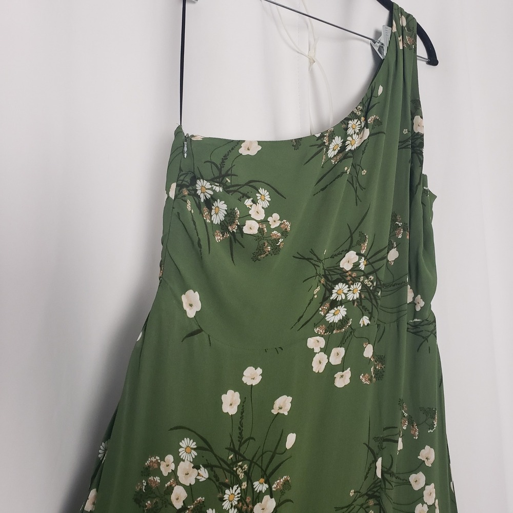 Reformation Dress Size 12 Evelyn Green Floral One Shoulder Maxi Gown ~ FLAWED - Picture 6 of 16